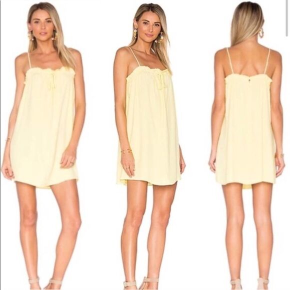 PRIVACY PLEASE Dress Oregon Mini Revolve Slip Dress Pastel Butter Yellow Size S - Picture 1 of 8